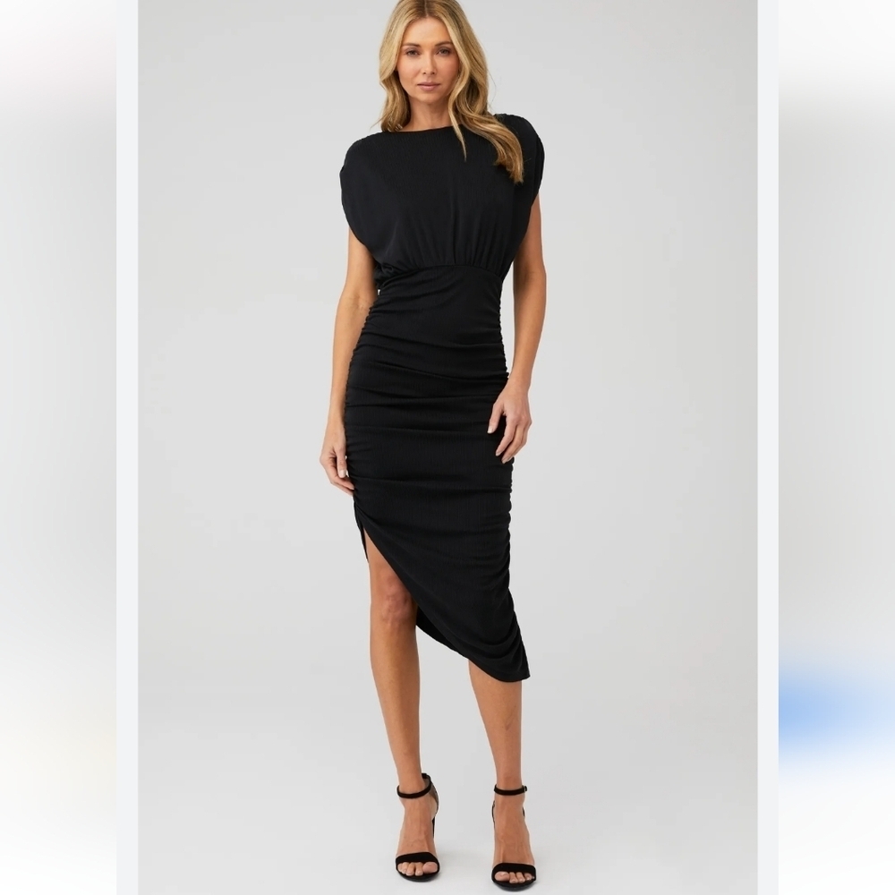 Line and Dot Desiree Ruched Midi Dress.